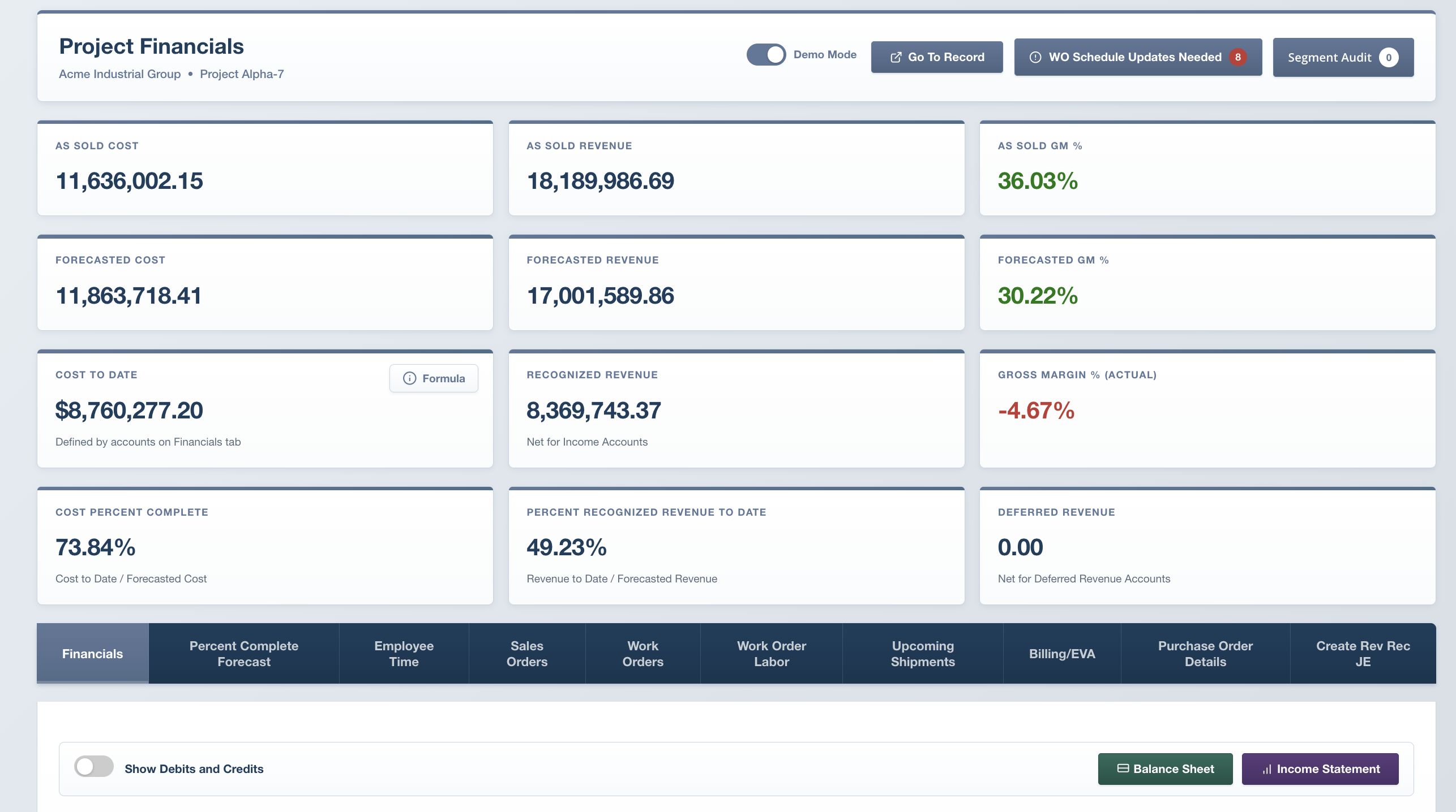 Project GL & Operations Dashboard